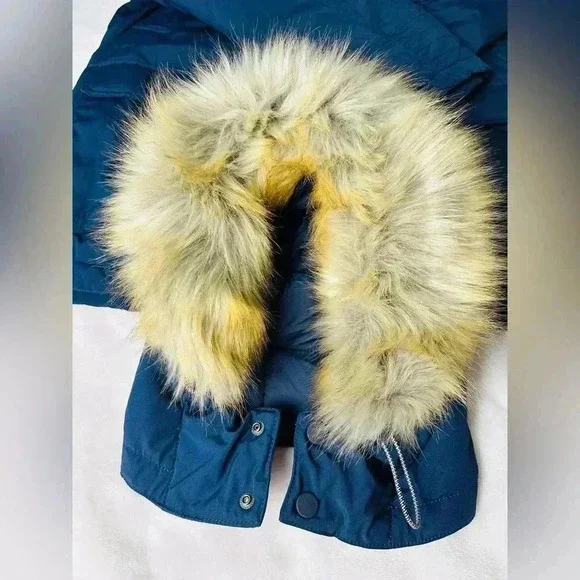 Tommy Hilfiger Navy Blue Parka with Faux Fur Hood Size Large - Picture 8 of 13